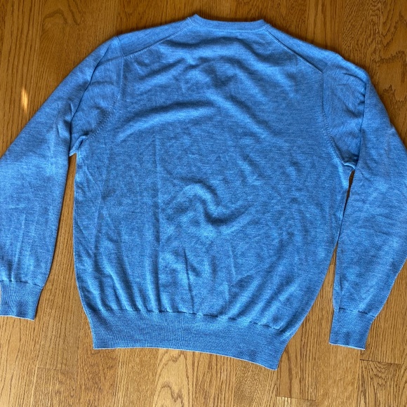 Peter Millar V-Neck Sweater long sleeve merino wool blue Large - Picture 11 of 16